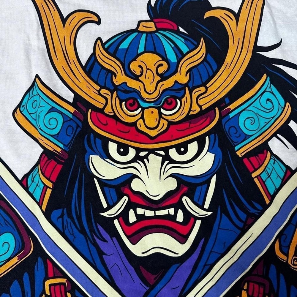 BrandMakers Japan Samurai Long Sleeve Tee Cream Tokyo Graphic Shirt Mens Small